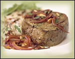 Steak served on a plate