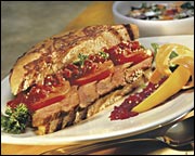 Steak sandwich served on a plate